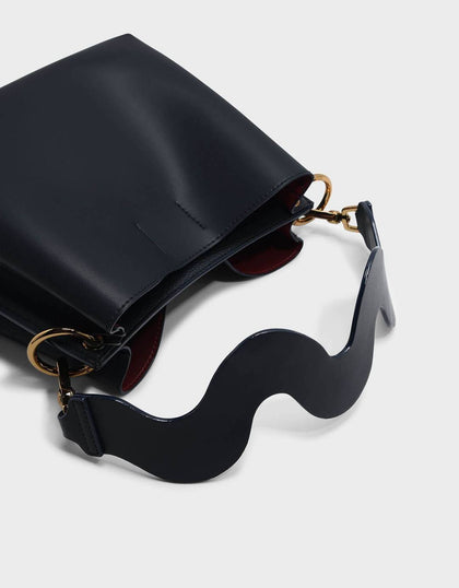 Wavy Strap Handbag - Black