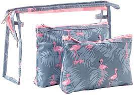 Waterproof Flamingo Cosmetic Bag - Grey