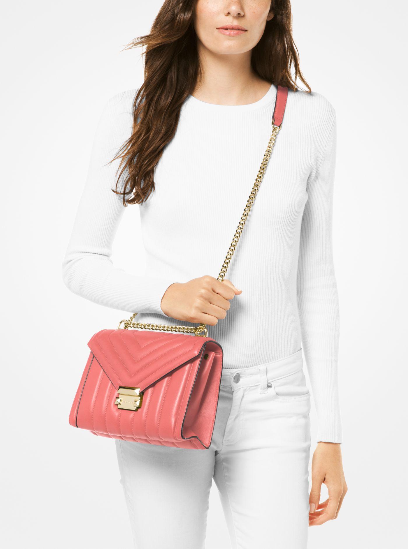 Michael Kors Whitney Large Quilted Leather Convertible Shoulder Bag (Pink Grapefruit)